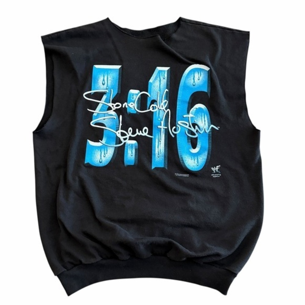 Vintage 1998 WWF Stone Cold‎ Steve Austin 3:16 Cut Off Sweatshirt Vest XL